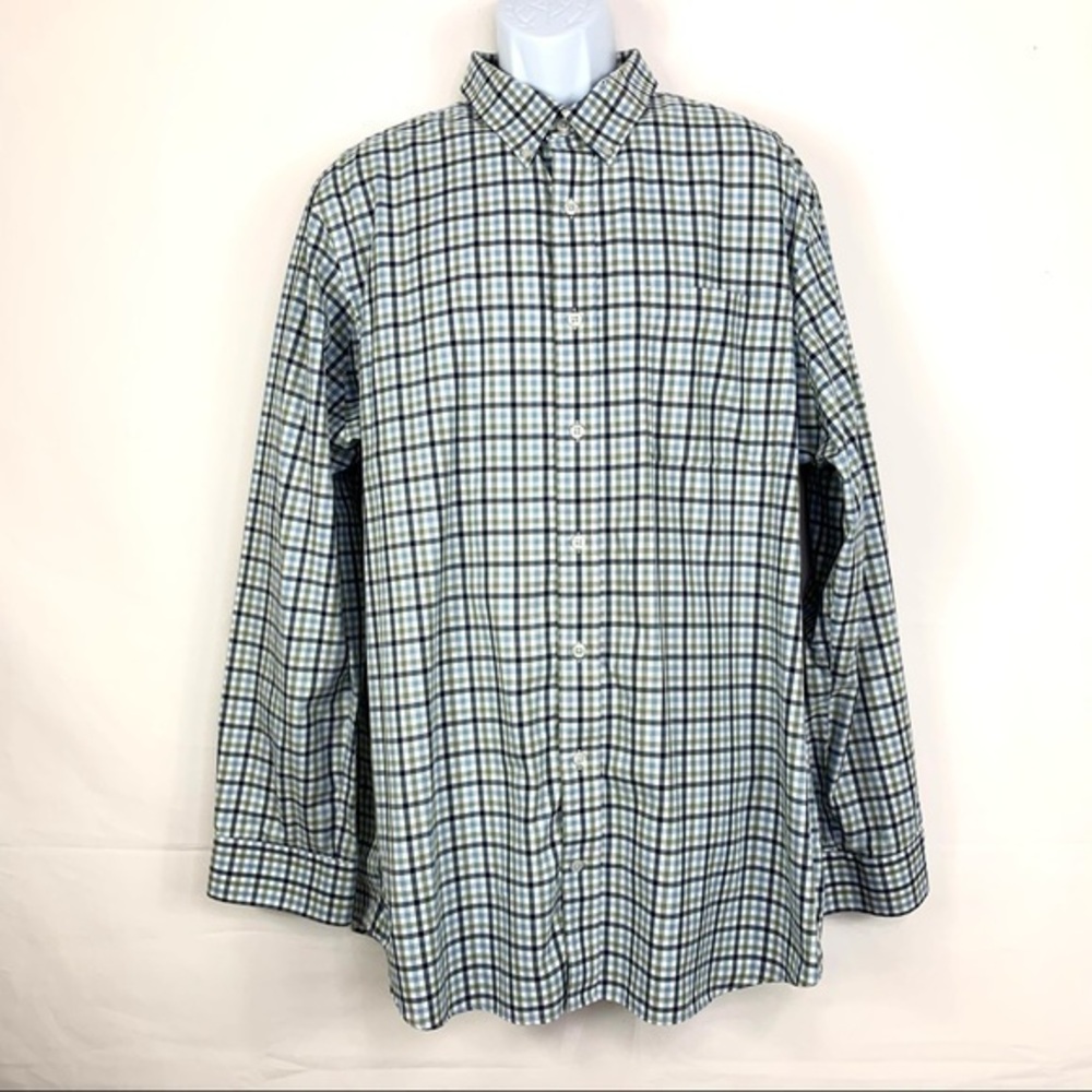 Duluth Trading Men’s Shirt Plaid Green buttons